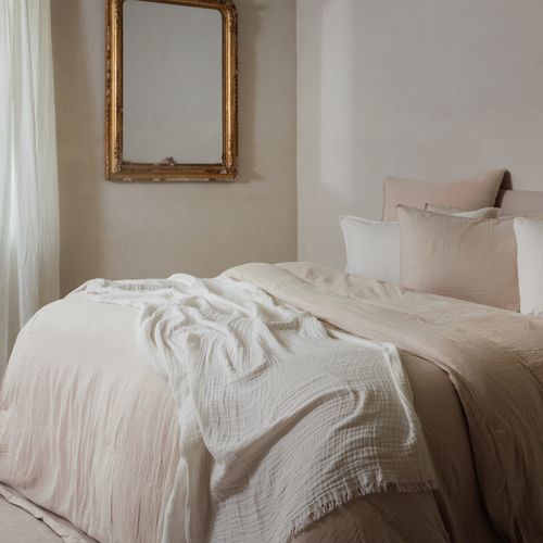 Drap Plat 270x300 Cm Mousseline De Coton Milos Beige Chanvre