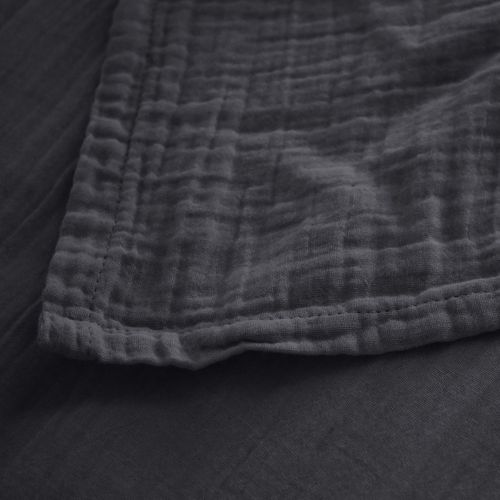 Drap Plat 270x300 Cm Mousseline De Coton Milos Noir Caviar