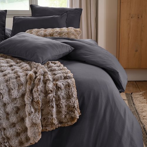 Drap Plat 270x300 Cm Mousseline De Coton Milos Noir Caviar