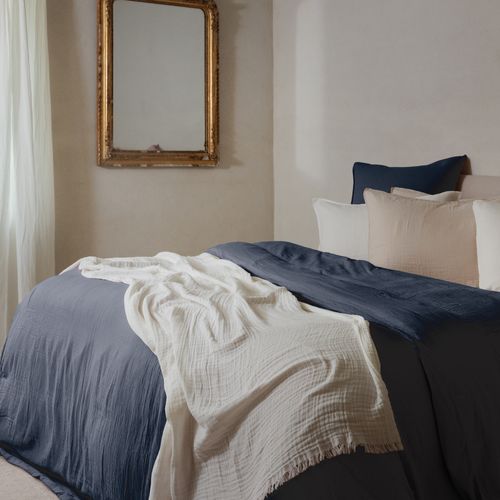 Drap Plat 270x300 Cm Mousseline De Coton Milos Noir Caviar