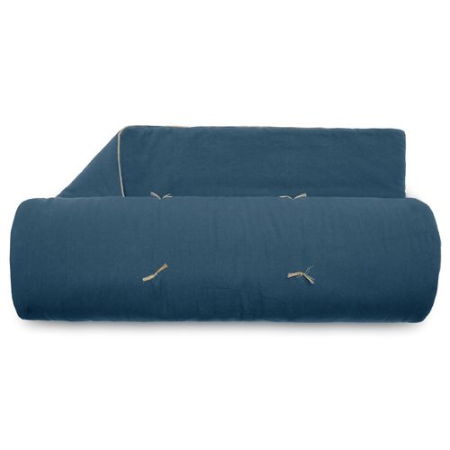 Chemin De Lit Coton Lavé 80x200 Cm Hono Déco Bleu Marine