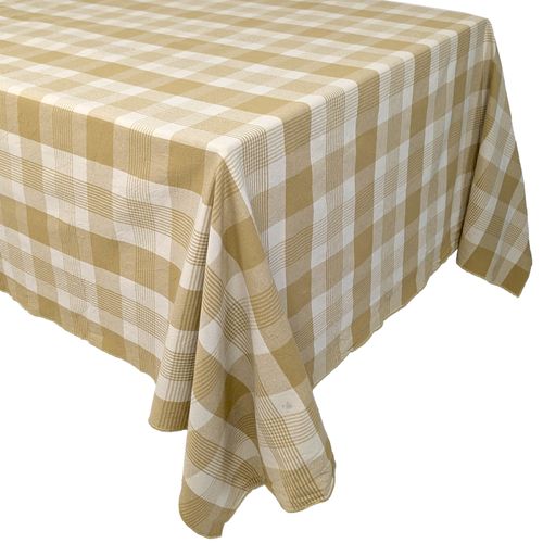 Nappe Carrée 160x160 Cm Ness En Coton Fil Teint à Carreaux Jaune Houblon