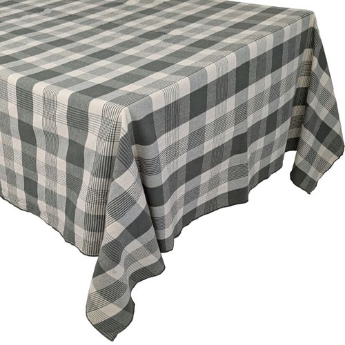 Nappe Rectangle 160x300 Cm Ness En Coton Fil Teint à Carreaux Vert Kaki