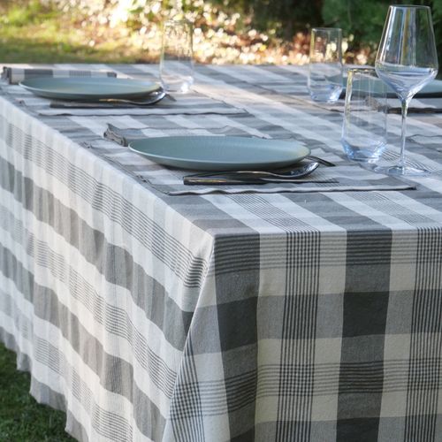 Lot De 4 Sets De Table 37x50 Cm Collection Ness En Coton Fil Teint à Carreaux Vert Kaki