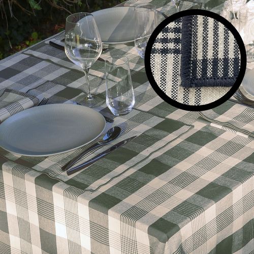 Lot De 4 Sets De Table 37x50 Cm Collection Ness En Coton Fil Teint à Carreaux Noir Caviar