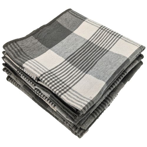 Lot De 6 Serviettes De Table 42x42 Cm Collection Ness En Coton Fil Teint à Carreaux Vert Kaki