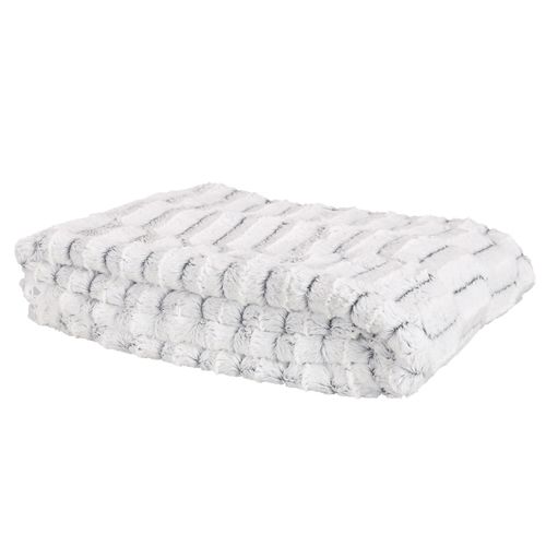 Plaid Fausse Fourrure Collection Laure 140x200 Cm Coloris Gris Clair