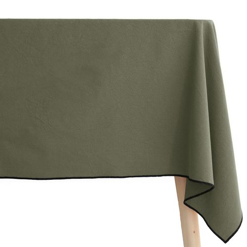 Nappe Rectangulaire Coton Lavé 160x300 Cm Hono Vert Mousse Finition Point Bourdon