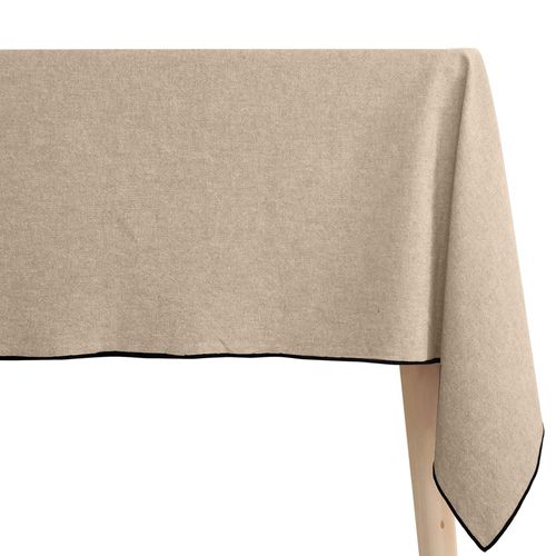 Nappe Carré Coton Lavé 160x160 Cm Hono Beige Sable Finition Point Bourdon