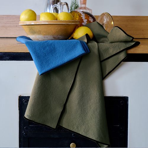 Lot De 6 Serviettes De Table Coton 42x42 Cm Hono Vert Mousse