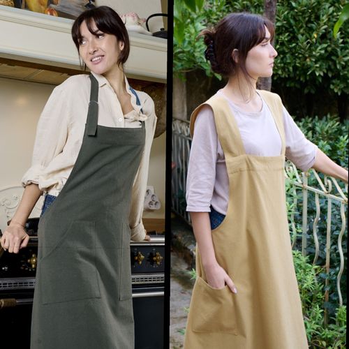 Tablier De Cuisine Coton 85x145 Cm Hono Vert Mousse