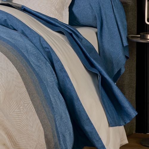 Drap Plat 240x310 Cm Satin De Coton Tiago Bleu Indigo
