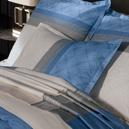 Taie D'oreiller 70x50 Cm Satin De Coton Tiago Bleu Indigo