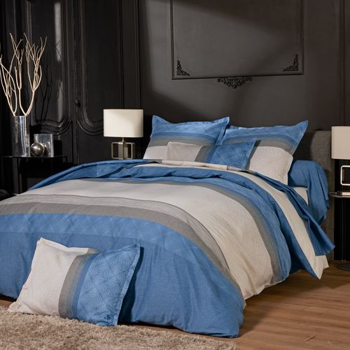 Taie D'oreiller 70x50 Cm Satin De Coton Tiago Bleu Indigo