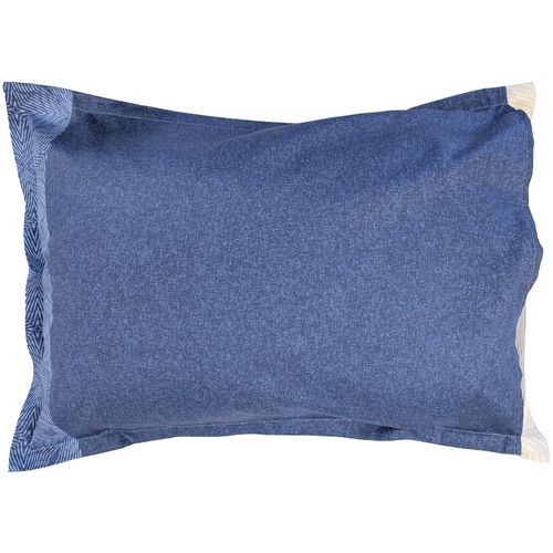 Taie D'oreiller 70x50 Cm Satin De Coton Tiago Bleu Indigo