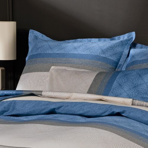 Taie D'oreiller 65x65 Cm Satin De Coton Tiago Bleu Indigo