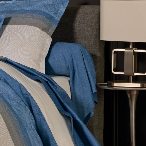 Taie De Traversin 140x43 Cm Satin De Coton Tiago Bleu Indigo