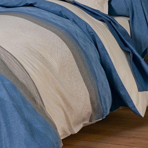 Housse De Couette 240x220 Cm Satin De Coton Tiago Bleu Indigo