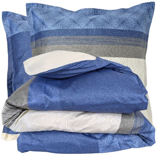 Parure De Lit 260x240 Cm 65x65 Cm Satin De Coton Tiago Bleu Indigo