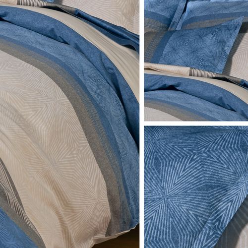 Parure De Lit 240x220 Cm 50x70 Cm En Satin De Coton Tiago Bleu Indigo