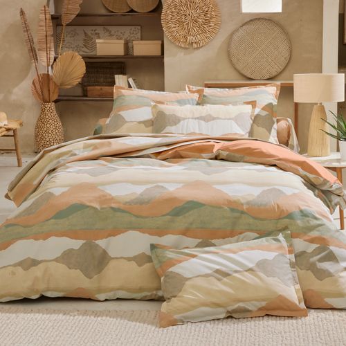 Parure 280x240 Cm 65x65 Percale Coton Land Craie Multicolore 3 Pièces