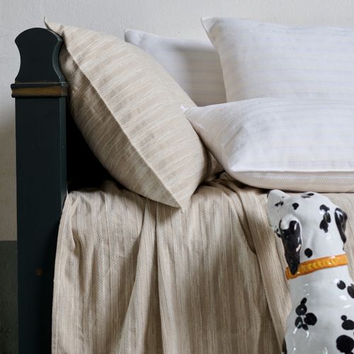 Dessus De Lit Siloe Pur Coton Fil Teint 350 G/m² 260x240 Cm Beige Ficelle