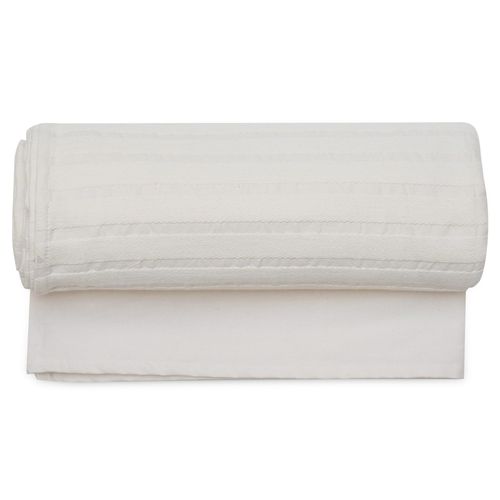 Dessus De Lit Siloe Pur Coton Fil Teint 350 G/m² 260x240 Cm Blanc Neige