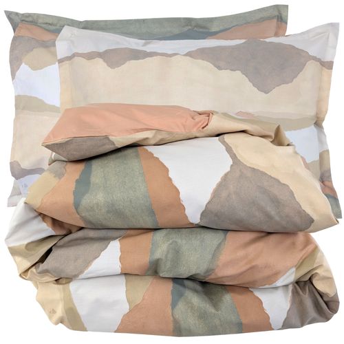 Parure 280x240 Cm 50x70 Percale Coton Land Craie Multicolore 3 Pièces