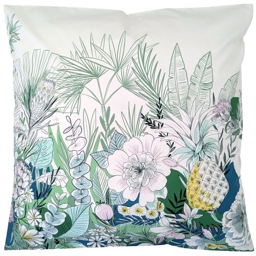Taie D'oreiller 65x65 Cm Percale De Coton Bali Motif Floral Vert