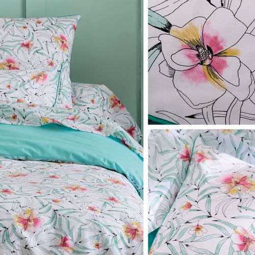 Parure 280x240 Cm 65x65 Percale De Coton Roxane Multicolore 3 Pièces