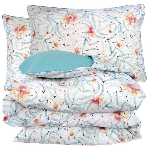 Parure 300x240 Cm 50x70 Percale De Coton Roxane Multicolore 3 Pièces