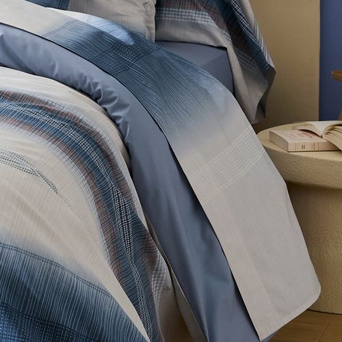 Drap Plat 180x290 Cm En 100% Percale De Coton Esteban Bleu