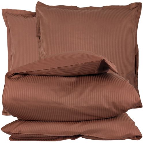 Parure 260x240 Cm 65x65 Cm Satin Grand Hôtel 3 Pièces Marron Cuir