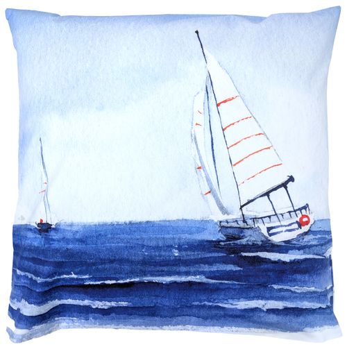 Taie D'oreiller 65x65 Cm Percale De Coton Regate Bleu