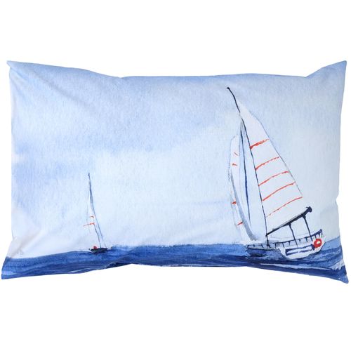 Taie D'oreiller 50x70 Cm Percale De Coton Regate Bleu