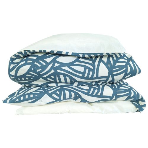 Housse De Couette 260x240 Cm Coton Lavé Serena Bleu Beige