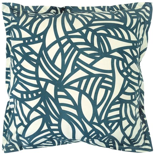 Taie D'oreiller 65x65 Cm Coton Lavé Serena Géométrique Bleu Beige