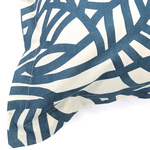 Taie D'oreiller 50x70 Cm Coton Lavé Serena Géométrique Bleu Beige