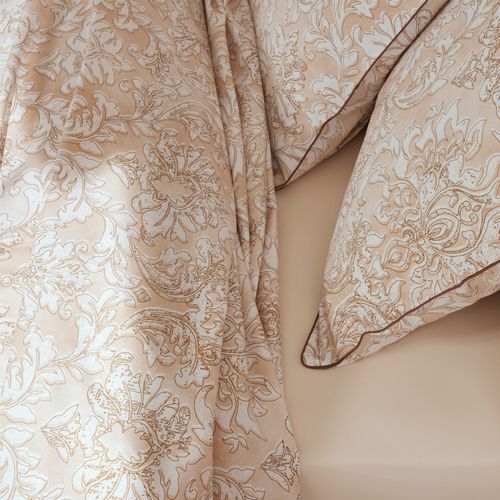 Parure De Lit 240x220 Cm 65x65 Cm Percale De Coton Palazzo Beige 3 Pièces