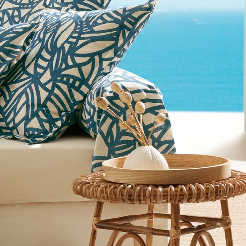 Taie De Traversin 240x43 Cm Coton Lavé Serena Bleu Beige