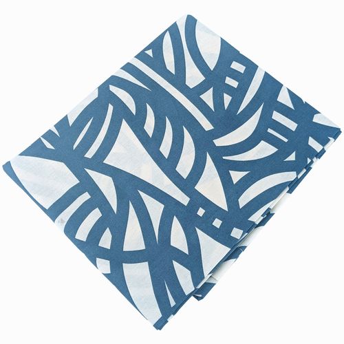 Drap Plat 280x310 Cm Coton Lavé Séréna Géométrique Bleu Beige