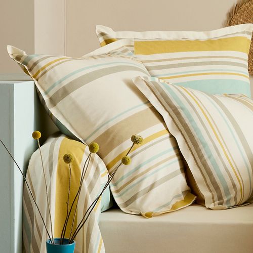 Taie D'oreiller 65x65 Cm Coton Hugo Beige/moutarde