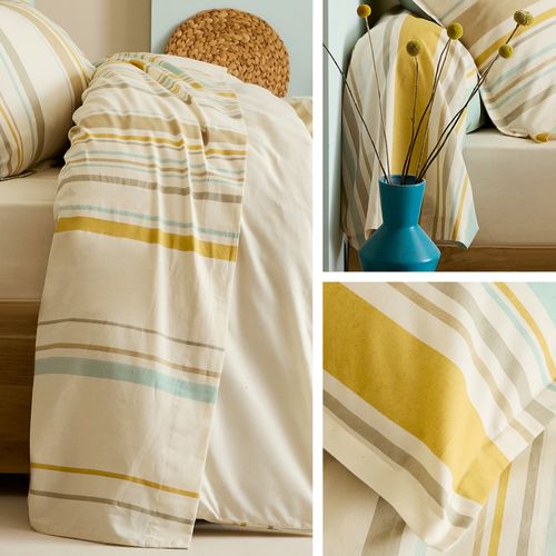 Taie D'oreiller 50x70 Cm Coton Hugo Beige/moutarde