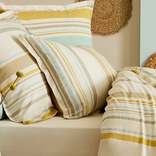 Taie D'oreiller 50x70 Cm Coton Hugo Beige/moutarde