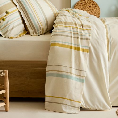 Drap Plat 240x310 Cm Coton Hugo Beige/moutarde