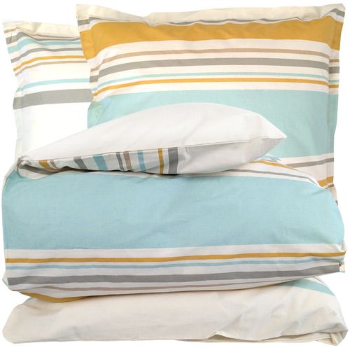 Parure 3 Pièces Housse 260x240 Cm Taies 65x65 Cm Coton Hugo Moutarde