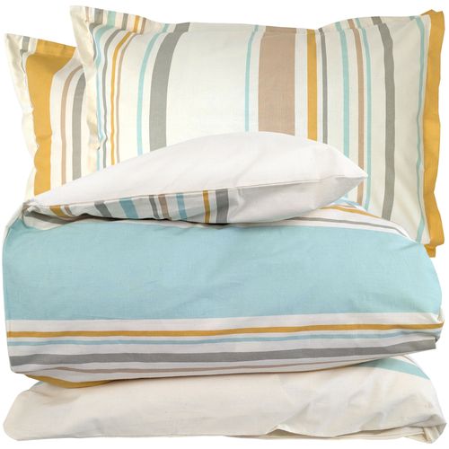 Parure 3 Pièces Housse 240x220 Cm Taies 50x70 Cm Coton Hugo Moutarde