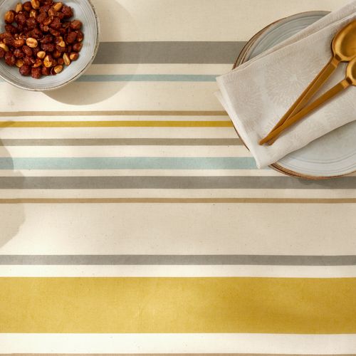 Nappe Ovale 170x240 Cm Coton Zoé Beige Moutarde