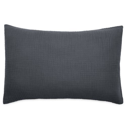 Housse De Coussin 40x60 Cm Coton Collection Paros Noir Caviar