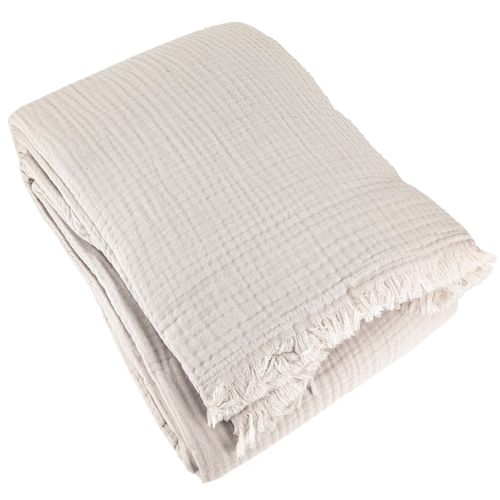 Couvre-lit 150x200 Cm Coton Collection Paros Beige Ficelle